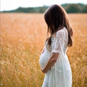 Pink Blush White Maternity Dress